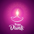 Happy diwali diya oil lamp design