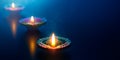 Diya oil lamps lit during celebration