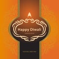Happy Diwali. Elegant card design of traditional Indian festival Diwali. Holiday background with Beautiful calligraphic frame. Royalty Free Stock Photo
