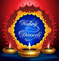 Happy diwali festival background with deepak Royalty Free Stock Photo