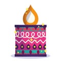 Happy diwali festival, colored candle flame ornament decoration detailed
