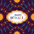 Happy diwali festival, diya lamps lights mandalas decoration background