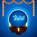 Happy diwali festival of light invitation greeting card with creative diwal idiya oil lamp