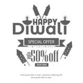 Happy Diwali festival season sale banner, up to 50% special offer Diwali Design Template Royalty Free Stock Photo