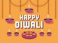 Happy Diwali in flat vector style Royalty Free Stock Photo