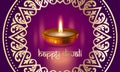 Happy Diwali gold candle light Indian festival greeting card vector design Royalty Free Stock Photo
