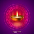 Happy Diwali gold candle light Indian festival greeting card vector design Royalty Free Stock Photo