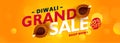 Happy diwali grand sale yellow banner design Royalty Free Stock Photo