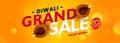 Happy diwali grand sale yellow banner design