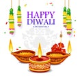 Happy Diwali greeting card with decoration elements. Vector illustration.