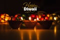 Happy diwali - diwali greeting card with illuminated diya Royalty Free Stock Photo