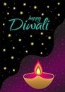 Happy diwali greeting design with hand drawn diya. Vector abstract illustration for Indian festival of lights Royalty Free Stock Photo