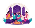 Happy Diwali Greetings. Indian Family Celebrate Diwali, Hindu Festival of Lights