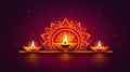 Happy Diwali Hindu festival banner and greeting card. Burning diya festival of India, AI generated