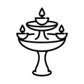 Happy diwali india festival, deepavali religion event decorative burning candles light spiritual line style icon vector