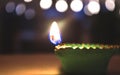 Realistic Diwali lamp with flame. Realistic shining candle