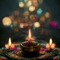 happy diwali indian festival, background with candles