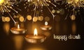 Happy Diwali Indian festival of candle lights holiday vector greeting card