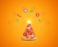 Happy Diwali Indian festival holiday design with pizza