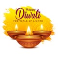 Happy Diwali Indian festival simple greeting card. vector illustration