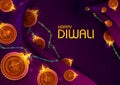 Happy Diwali light festival of India greeting background