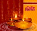 Happy Diwali light festival of India greeting background