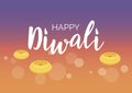 Happy Diwali Poster with candles on a purple orange background vector illustration