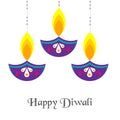 Happy Diwali poster, header, banner or greeting card design with illustration of illuminated oil lamp, diwali