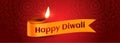 Happy diwali realistic diya red banner design