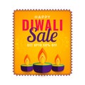 Happy diwali sale background with three diya Royalty Free Stock Photo