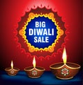 Happy diwali sale background witth deepak Royalty Free Stock Photo