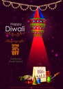 Happy Diwali shopping sale offer with hanging lamp