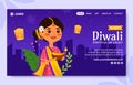 Happy Diwali Social Media Landing Page Cartoon Hand Drawn Templates Background Illustration