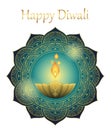 Happy Diwali Symbol Design With A Votive Candle Isolated On A White Background. Royalty Free Stock Photo