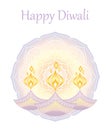 Happy Diwali Symbol Design With Votive Candles Isolated On A White Background. Royalty Free Stock Photo