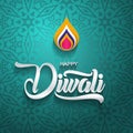 Happy Diwali traditional Indian festival greeting card with ornament background vector illustration