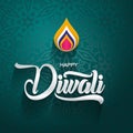 Happy Diwali traditional Indian festival greeting card with ornament background vector illustration