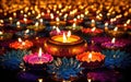 Happy diwali. Traditional indian oil lamps for diwali festival