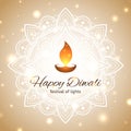 Happy diwali vector illustration. Festive diwali card. Design template with light festive golden background. Shining background