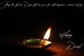 Happy Diwali wishes burning candles diyas on the black background night time celebration Royalty Free Stock Photo