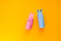 Happy DIY Easter decoration concept bunnies from toilet paper roll tube. Simple creative idea, easy crafts for kids. Eco
