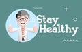 Happy Doctor Giving Stay Healthy Tips Vector