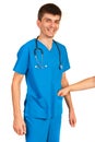 Happy doctor taking bribe Royalty Free Stock Photo