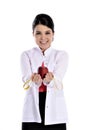 Happy doctor woman expresses smile Royalty Free Stock Photo