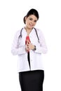 Happy doctor woman expresses smile Royalty Free Stock Photo