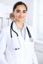 Happy doctor woman with medical staff at the hospital Royalty Free Stock Photo