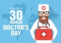 Happy doctors day concept design flat banner with doctor Royalty Free Stock Photo