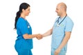Happy doctors handshake Royalty Free Stock Photo