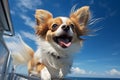 Happy dog enjoying a car ride, feeling the wind on its face and joyfully wagging its tail Royalty Free Stock Photo