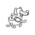 Happy dog flies on the wings, illustration coloring pages for children